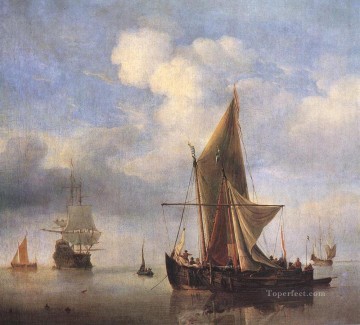 穏やかな海の海洋ウィレム ファン デ ヴェルデ ザ ヤンガー ボート海景 Oil Paintings